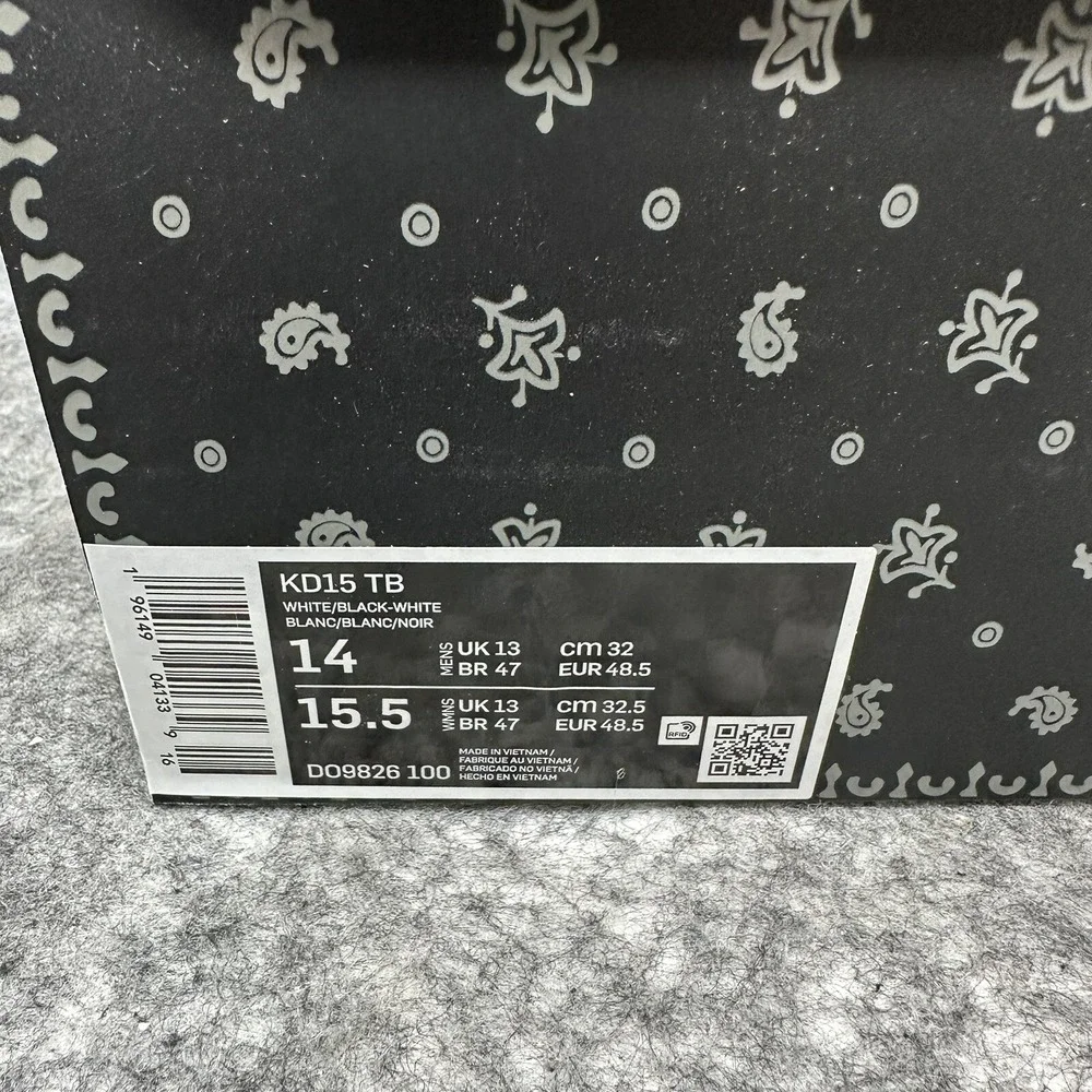 Nike KD 15 Basketball Shoes Mens 14 Black White Speckled Oreo DO9826-100